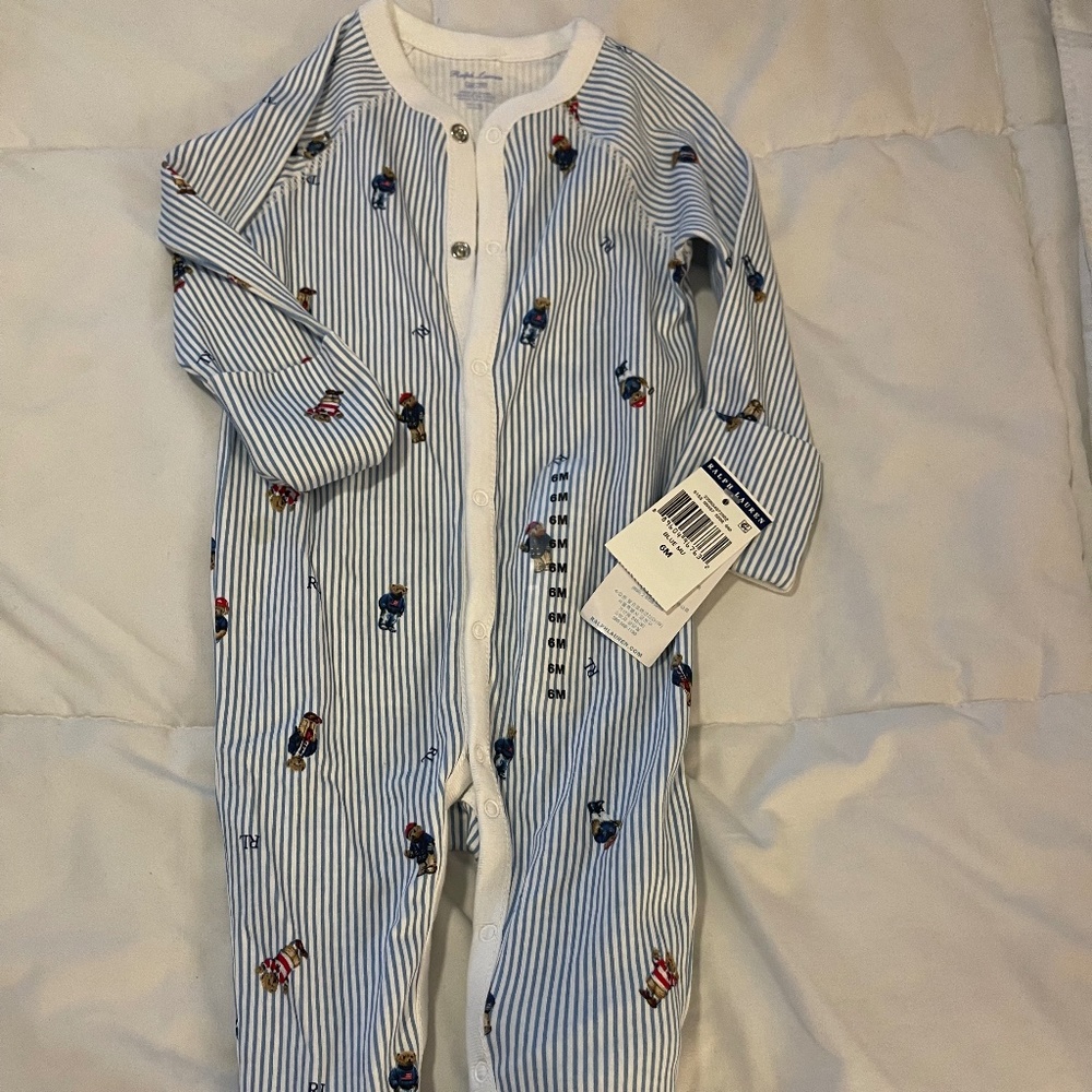 Kids Ralph Lauren Light Blue Onesie 6 Month ((NWT))